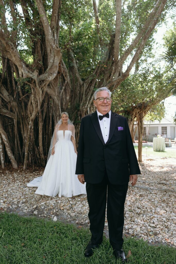 Romantic Port Royal Naples FL | Priscila Del Cristo Photo Moment before first look between bride and father at port royal naples fl home.
