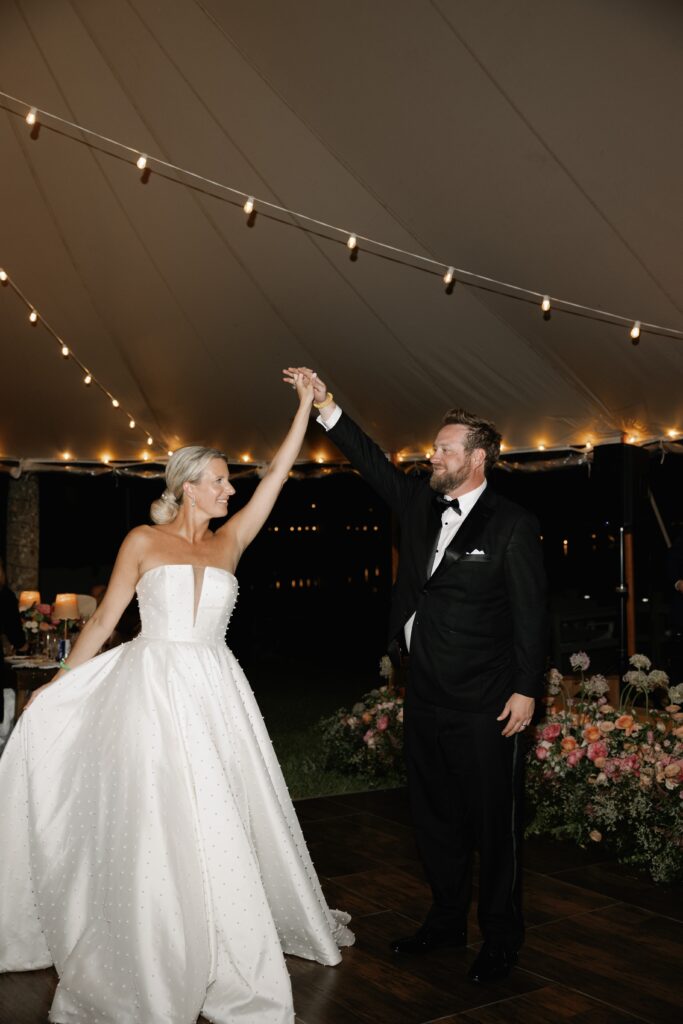 Luxury Port Royal Wedding | Priscila Del Cristo Photo Bride and groom dancing at reception during romantic port royal wedding.