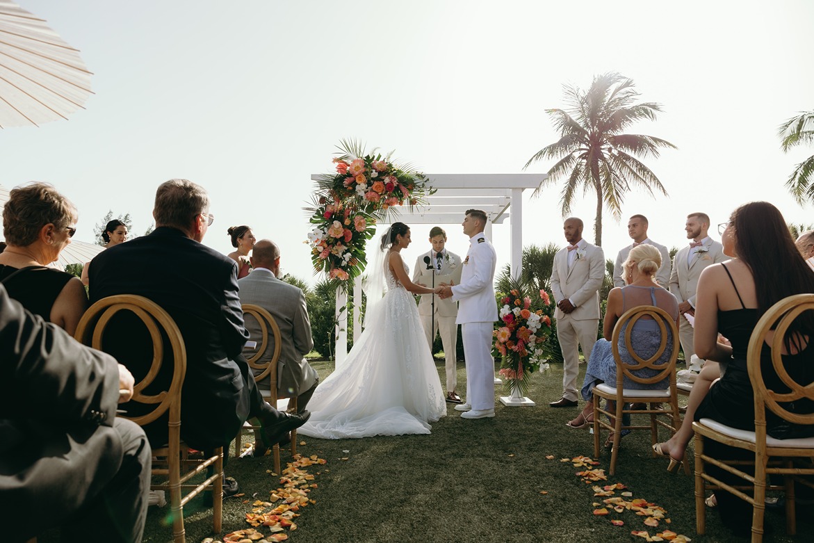 naples beach and hotel golf club resort wedding ceremony photo of the bride and groom