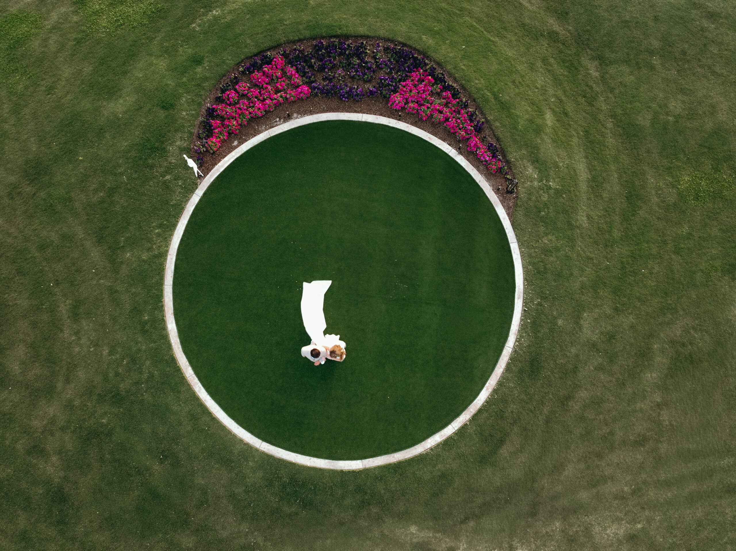 aerial view of a perfectly manicured lawn on the property of one of the best outdoor wedding venues in naples, fl