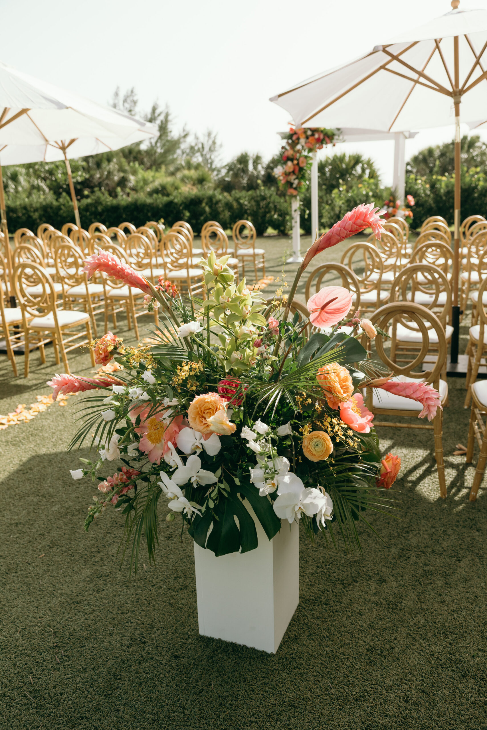 colorful floral setup by a wedding florists in naples