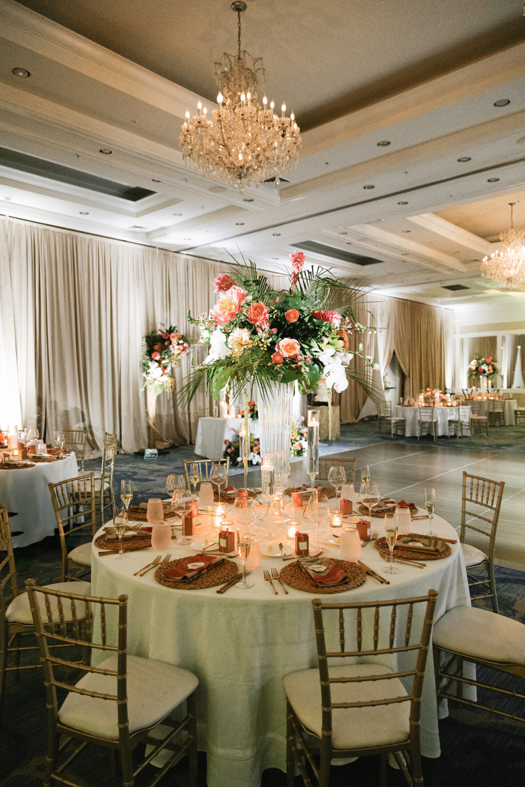 wedding reception floral setup by one of the best wedding florists in naples