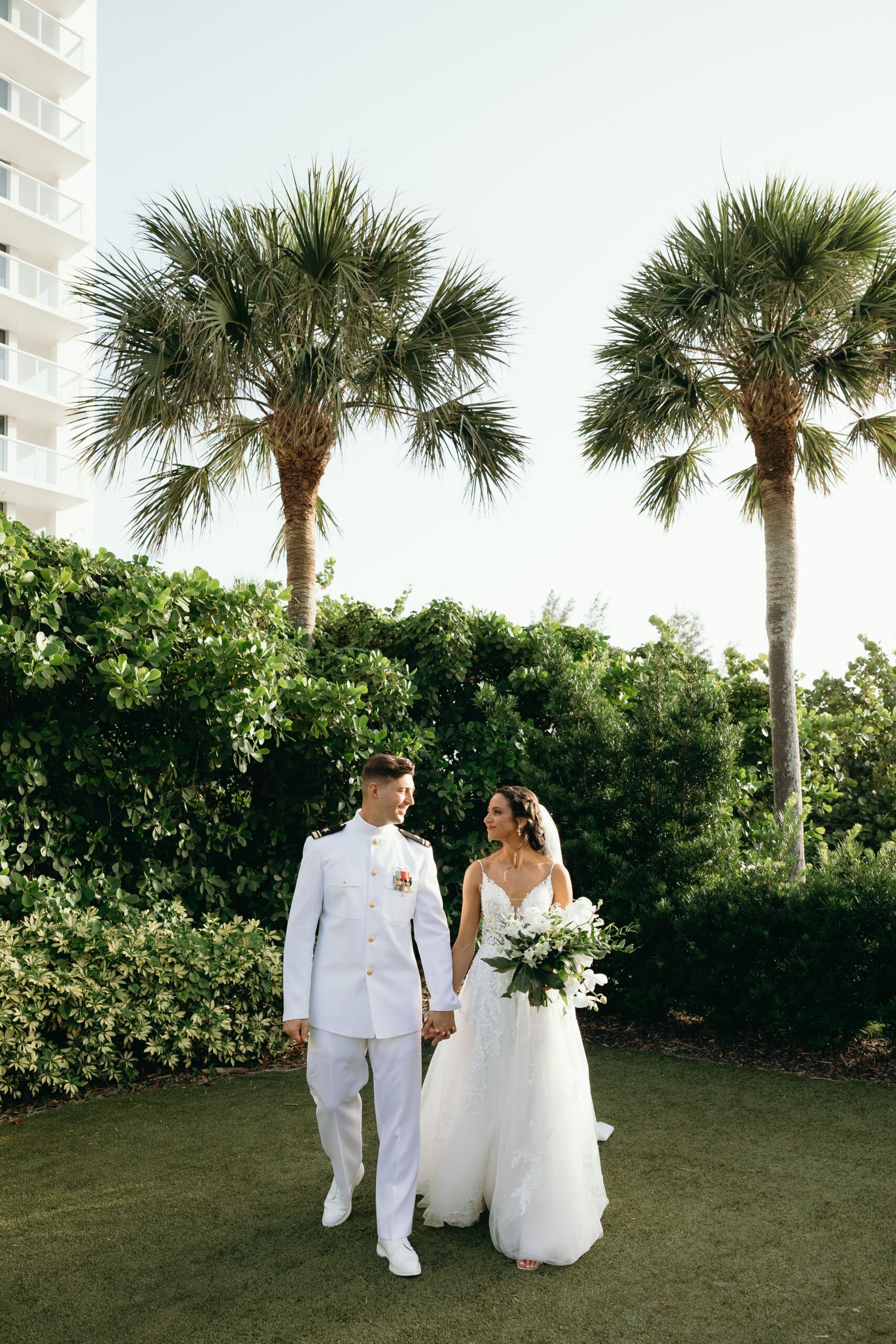 portrait of a bride and groom after getting married in naples