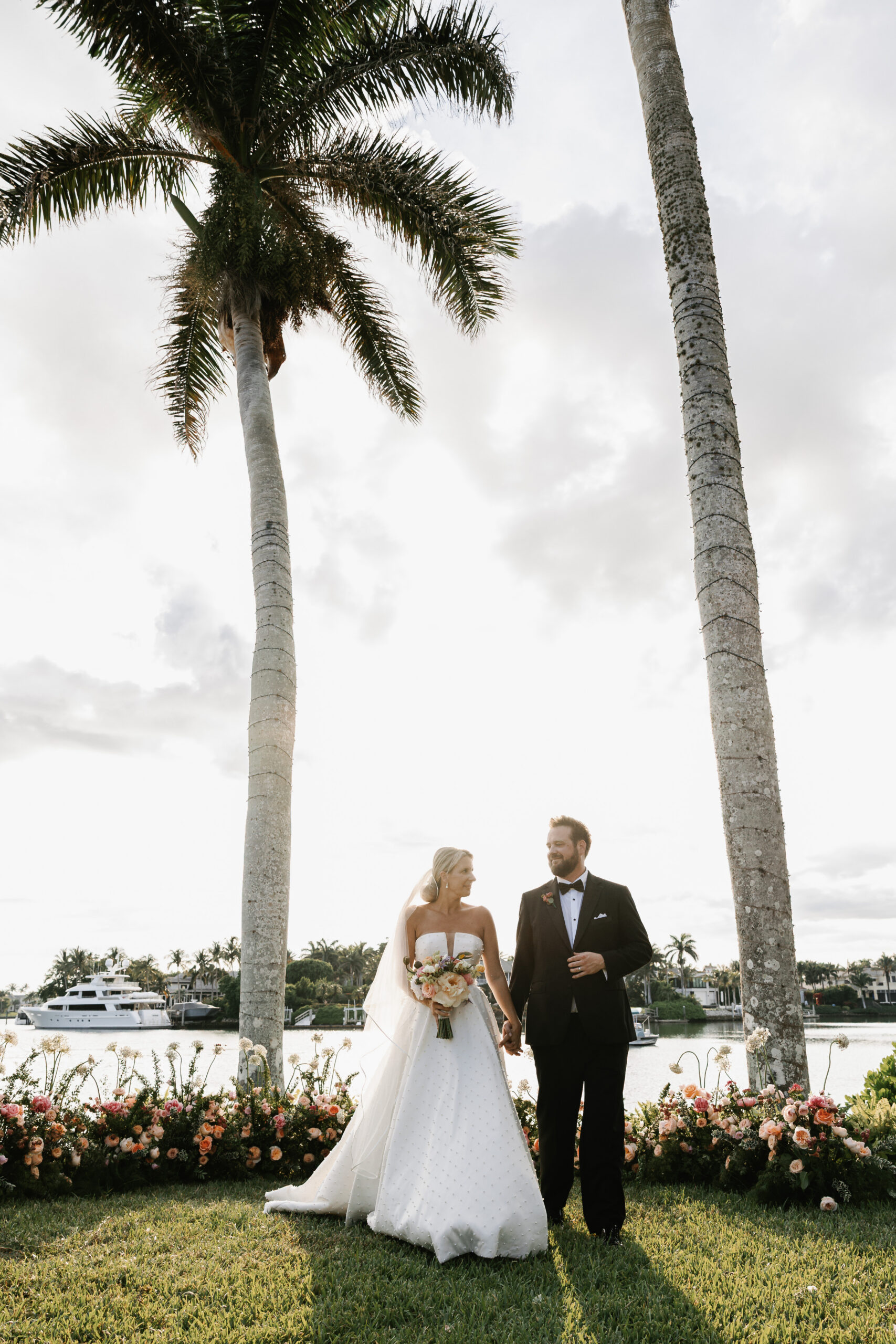 portrait of a bride and groom after getting married in naples